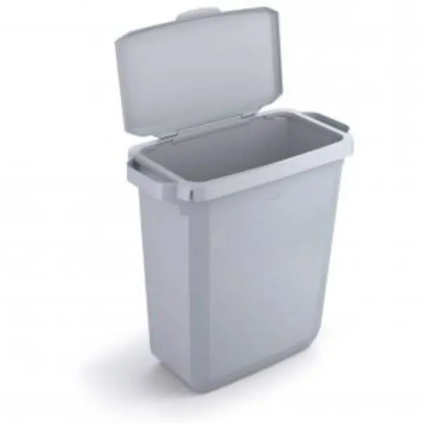 image of DURABIN Plastic Waste Bin 60 Litre Grey With Grey Hinged Lid & EXR28433DR