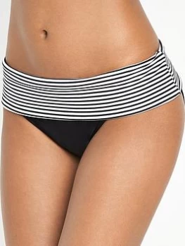 image of Panache Anya Stripe Fold Bikini Briefs - Black/White, Size 10, Women