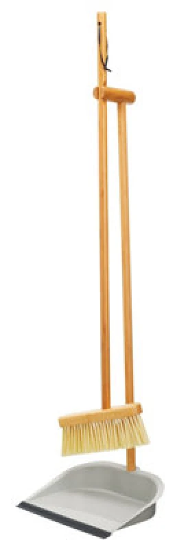 Image of Living Nostalgia Long Handled Brush and Pan Set Grey