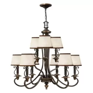 Image of 9 Bulb Chandelier Hanging Pendant LIght Olde Bronze LED E14 60W Bulb