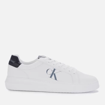 Image of Calvin Klein Jeans Mens Chunky Leather Cupsole Trainers - Bright White - UK 10