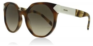 Image of Prada PR11TS Sunglasses Striped Dark Brown USG3D0 55mm