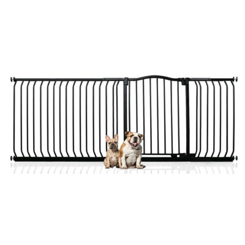 Image of Bettacare Curved Top Dog Gate, 207Cm - 216Cm, Matt Black, Pressure Fit Pet Gate For Dog And Puppy, Pet And Dog Barrier