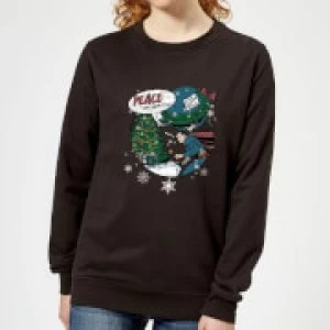 Image of DC Superman Peace On Earth Womens Christmas Sweatshirt - Black - M