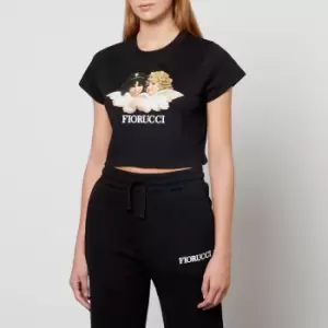 image of Fiorucci Womens Vintage Angels Cropped T-Shirt - Black - L