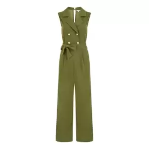 image of Mela London Khaki Military Button Jumpsuit - Green