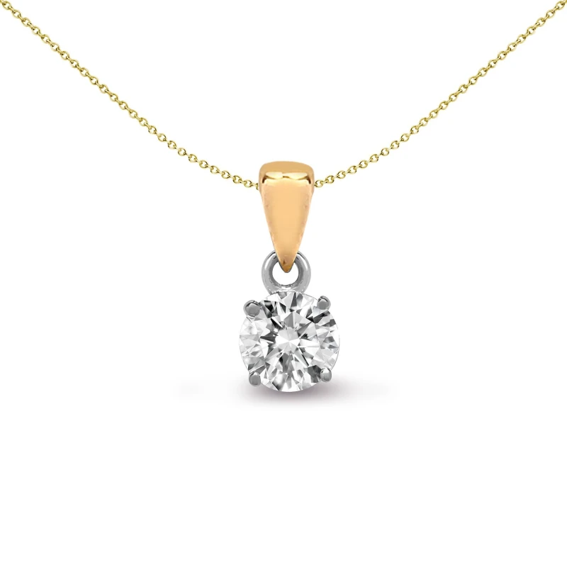 Image of Jewelco London 18ct 2 Colour Gold 0.1ct Diamond Solitaire Charm Pendant - 18P004-010 Multi