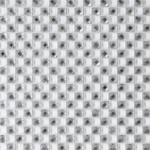 Jewel White Pattern Glass Mosaic tile (L)300mm (W)300mm