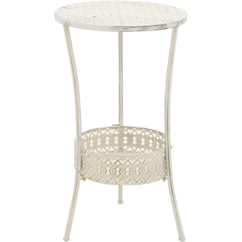 Image of vidaXL Bistro Table Vintage Style Round Metal 40x70cm White Kitchen Furniture