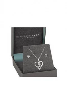 image of Simply Silver Sterling Silver 925 Cubic Zirconia Infinity Heart Hot Offer Set