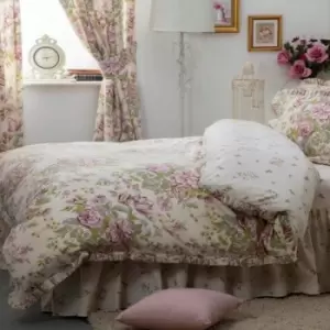 Image of Belledorm Rose Boutique Duvet Cover (Kingsize) (Ivory/Pink/Green) - Ivory/Pink/Green