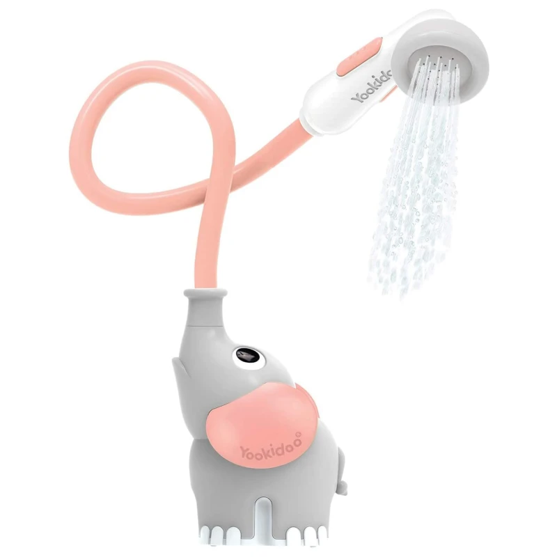Image of Yookidoo - Pink Elephant Bath Shower - Baby Bath Toy - Bath & Shower Game - Awakening of the Senses - Hose Sprinkler Baby Bath Toy - Baby Gift from