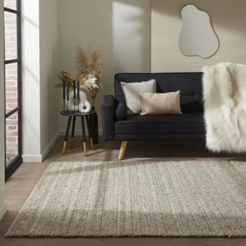 Image of Homemaker Sahara Text Rug Taupe Flatweave Rugs 120x170cm Beige 42770605125