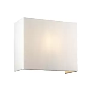 image of Riley Medium Square Wall Light with Brass Ivory Faux Silk Shade