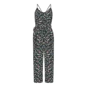 image of Yumi Black Ditsy Floral Strap Jumpsuit - Black