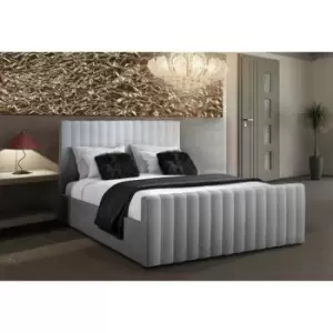Image of Keesa Contemporary Bed Frame - Plush Velvet, Small Double Size Frame, Silver - Silver