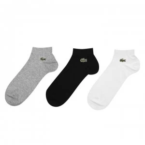 Image of Lacoste 3 Pack Trainer Socks - Wht/Gry/Blk