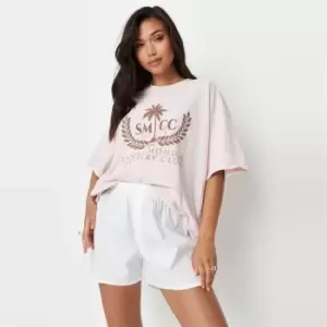 image of Missguided Oversized Santa Monica Print - Pink