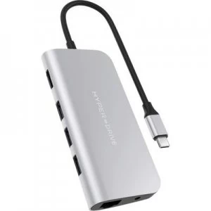 image of HyperDrive HD30F-SILVER USB-C (USB 3.1) multiport hub Ultra HD compatibility, + USB C connector, + built-in SD card reader, Aluminium casing Silver