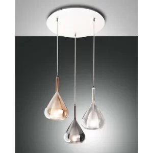 Image of Fabas Luce Lila Cluster Pendant Ceiling Light Amber, Grey And Transparent Glass, E27