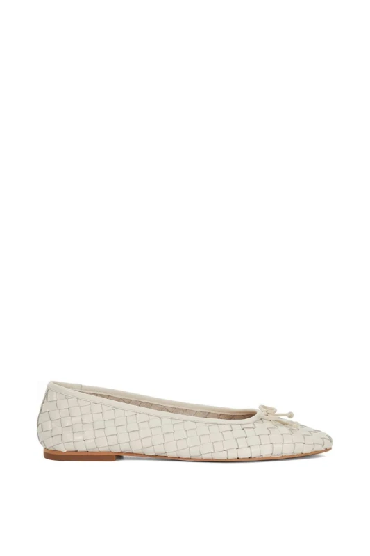 Image of Dune London Womens 'Heat' Leather Ballet Pumps in Ecru Size: 8 Ecru Female 8