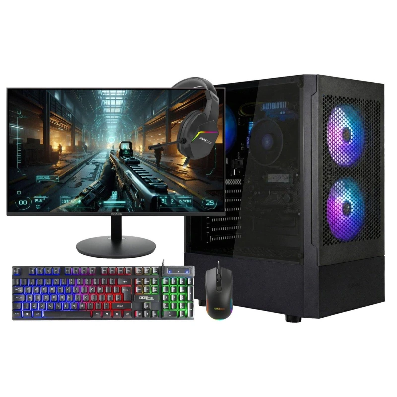 Image of Entity Entity Excalibur Core Gaming PC Bundle - AMD Ryzen 5 5500GT 16GB 512GB SSD - Black unisex One Size