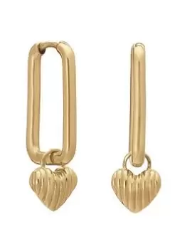 image of Rachel Jackson London Deco Heart Oval Link Gold Hoop Earrings