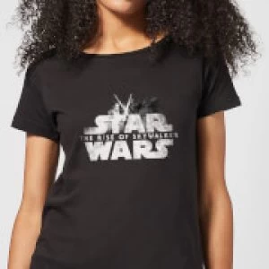 Image of Star Wars The Rise Of Skywalker Rey + Kylo Battle Womens T-Shirt - Black