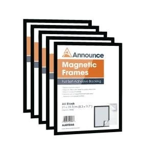 image of Announce Magnetic Frame A4 Black Pack of 5 AA01847