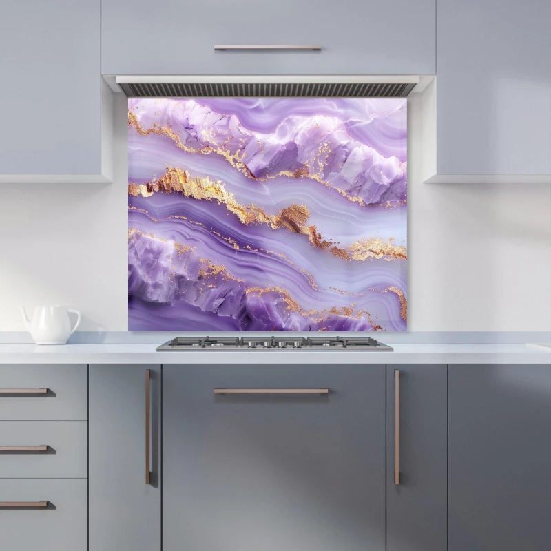 Image of Warren Reed - Designer Light Purple Marble Effect Kitchen Splashback Size: 600mm x 750mm Purple Unisex 600mm x 750mm
