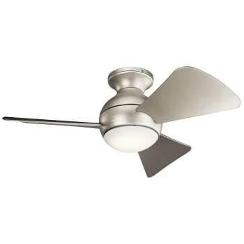 image of Kichler Sola 3 Blade 86cm Ceiling Fan with LED Light Brushed Nickel Remote Control - Elstead