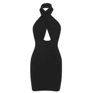 Image of I Saw It First Bodycon Halterneck Dress - Black