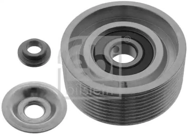 Image of FEBI BILSTEIN 100566 Tensioner Pulley with fastening/mounting material Tensioner Pulley,v-ribbed belt (310)