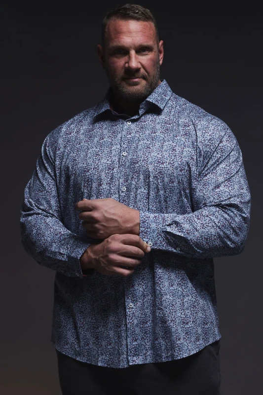 Image of BadRhino BadRhino Men Floral Print Formal Shirt in Blue Blue One Size Male 5063111859191