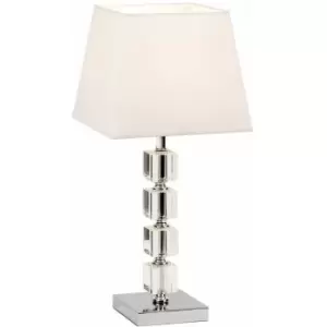 image of Modern Table Lamp Light Chrome Acrylic Cubes & White Shade Square Desk Sideboard