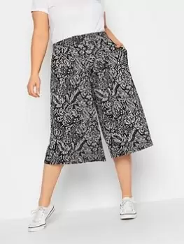 Image of Yours Abstract Stretch Jersey Culotte, Black, Size 18, Women