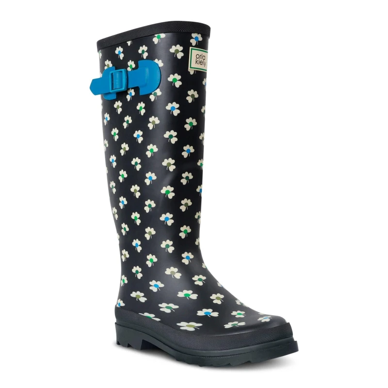 Image of Regatta Womens Orla Kiely Welly Hi II Waterproof Wellington UK Size 5 (EU 38) Clover Black RWF809-D7T-5