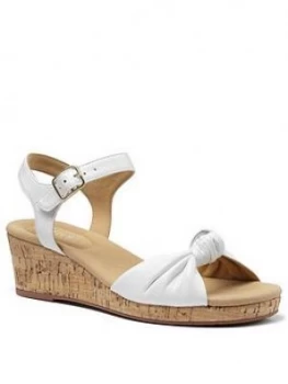 image of Hotter Palmas Leather Wedge Heeled Sandals - White