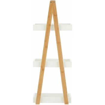 Premier Housewares - Nostra Three Tiers White / Bamboo Shelf Unit