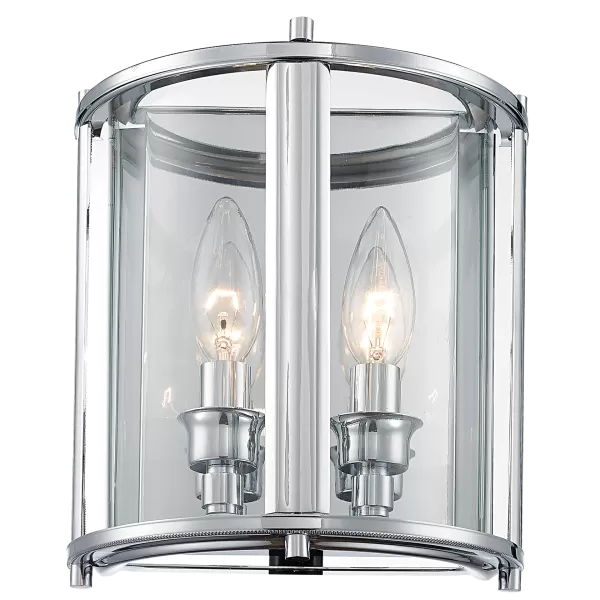 image of New York 2 Light Wall Lamp Silver, E14