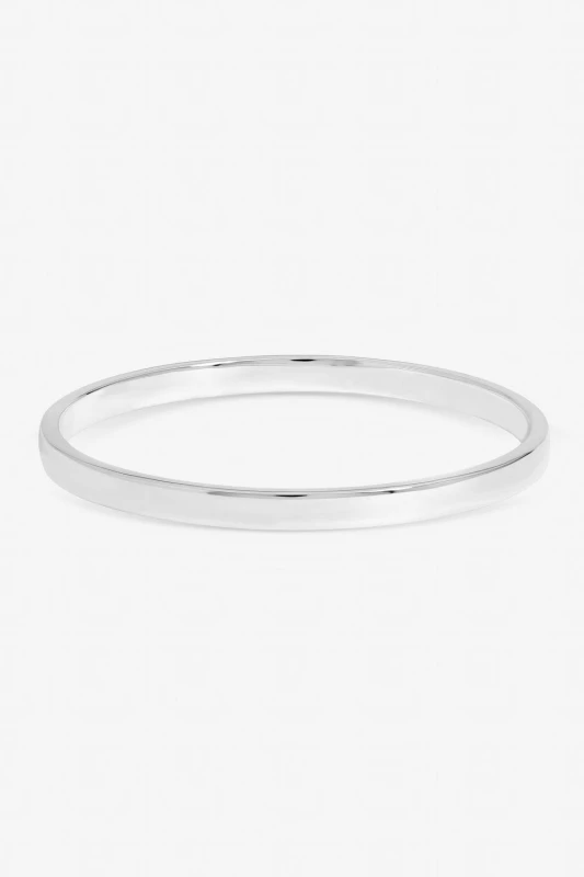 Image of Inicio Womens Sterling Silver Plated Polished Bangle - Gift Pouch Silver Female One Size