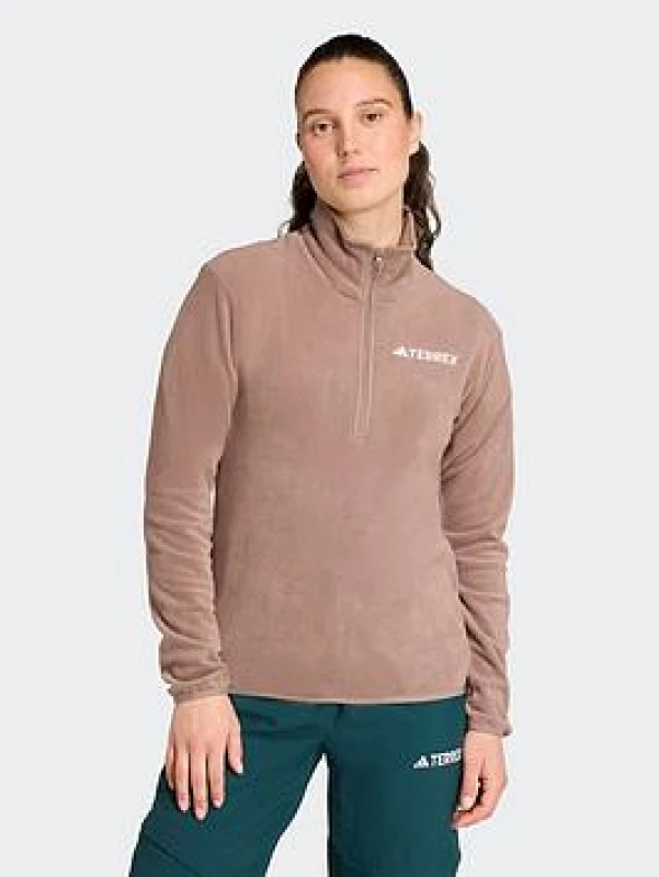 Image of Womens 1/2 zip fleece adidas Terrex Essentials Marron Female XL