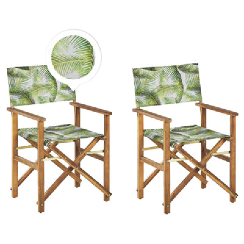 Image of BELIANI Set of 2 Garden Chairs CINE Acacia Wood Light Green 312188