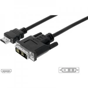 Image of Digitus HDMI / DVI Cable 10.00 m screwable Black [1x HDMI plug - 1x DVI plug 19-pin]
