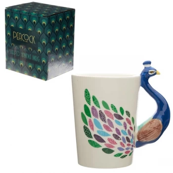 Image of Peacock Ceramic Shaped Handle Mug