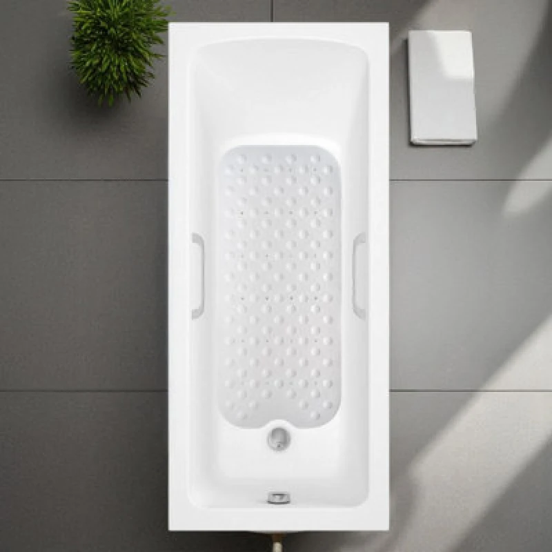 Image of Showerdrape Orbit White Anti Slip Extra Long Bath Mat White