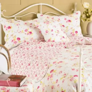Image of Honey Pot Lane Floral Bedspread White / King