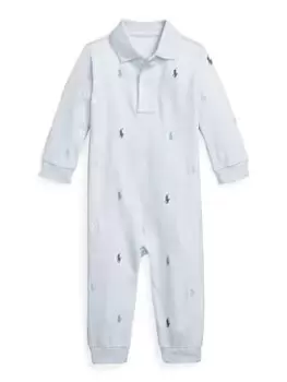 Image of Ralph Lauren Baby Boys All Over Pony Romper - Blue Size 3 Months