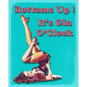 Image of Vintage Metal Sign Bottoms Up Its Gin OClock
