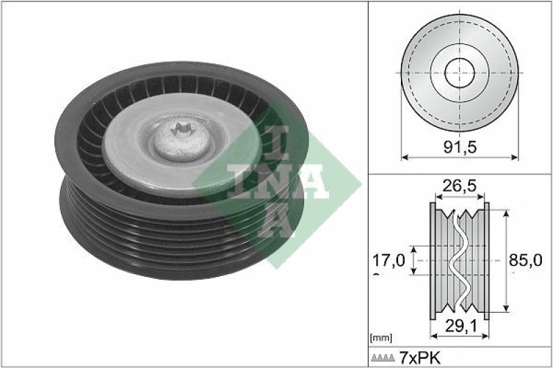 Image of Deflection / guide pulley, V-ribbed belt INA 532 1181 10